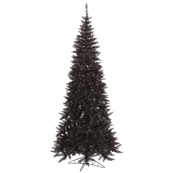 Vickerman 5.5-ft Fir Leg Base Pine Slim Right Side Up Black Artificial Christmas Tree