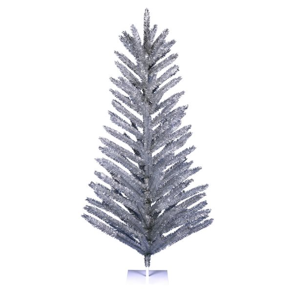 Vickerman 7-ft Leg Base Vintage Aluminum Full Right Side Up Silver Artificial Christmas Tree