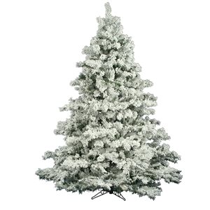 Vickerman 6.5-ft Leg Base Alaskan Pine Full Right Side Up Flocked White Artificial Christmas Tree