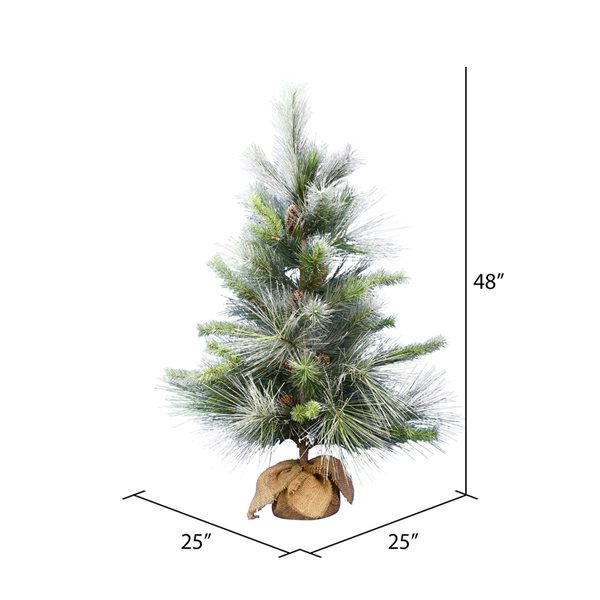 Vickerman 4-ft Pine Full Right Side Up Green Artificial Christmas Tree with Burlap Base