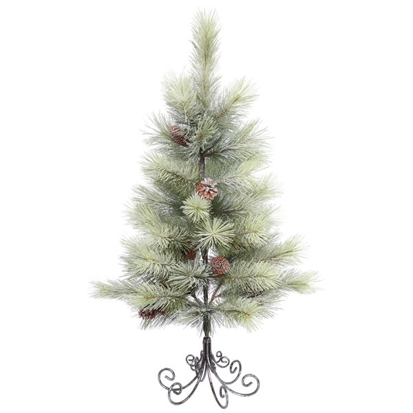 Vickerman 3-ft Leg Base Bellevue Pine Full Right Side Up Green Artificial Christmas Tree