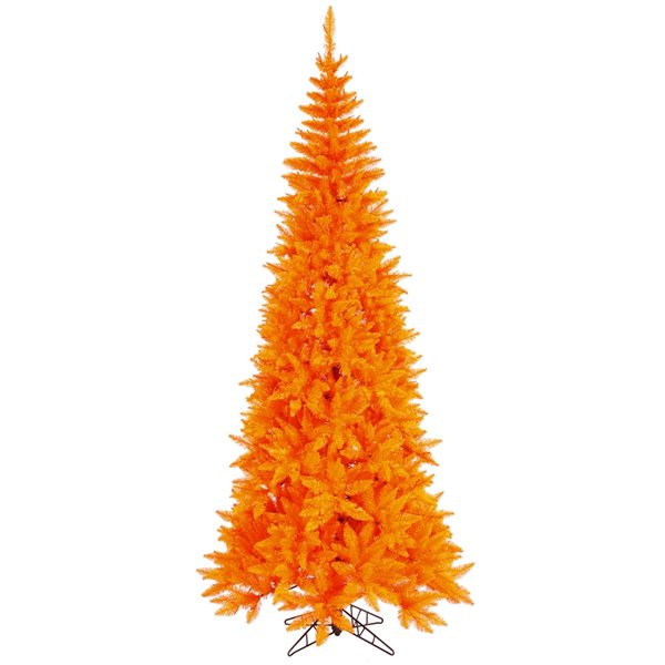 Vickerman 4.5-ft Fir Leg Base Pine Slim Right Side Up Orange Artificial Christmas Tree