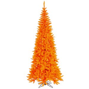 Vickerman 4.5-ft Fir Leg Base Pine Slim Right Side Up Orange Artificial Christmas Tree