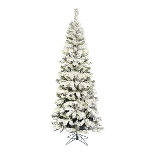 Vickerman 5.5-ft Leg Base Pacific Pine Full Right Side Up Flocked White Artificial Christmas Tree