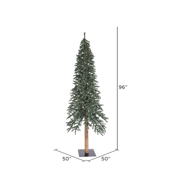 Vickerman 8-ft Pine Leg Base Alpine Full Right Side Up Green Artificial Christmas Tree