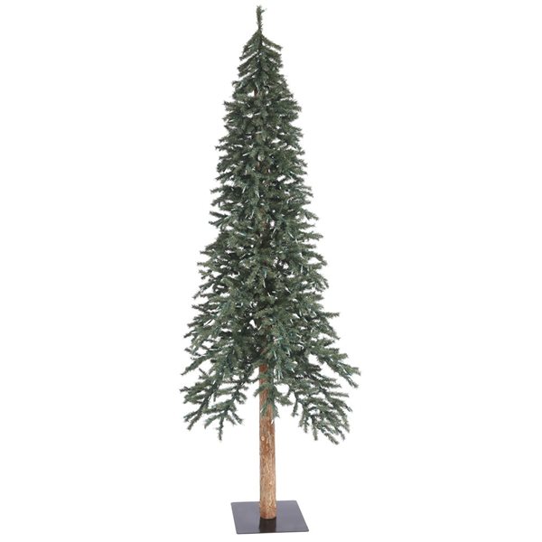 Vickerman 8-ft Pine Leg Base Alpine Full Right Side Up Green Artificial Christmas Tree