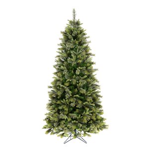 Vickerman 7.5-ft Leg Base Cashmere Pine Slim Right Side Up Green Artificial Christmas Tree