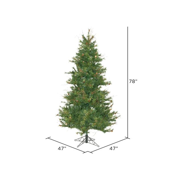 Vickerman 6.5-ft Leg Base Mixed Country Pine Slim Right Side Up Green Artificial Christmas Tree