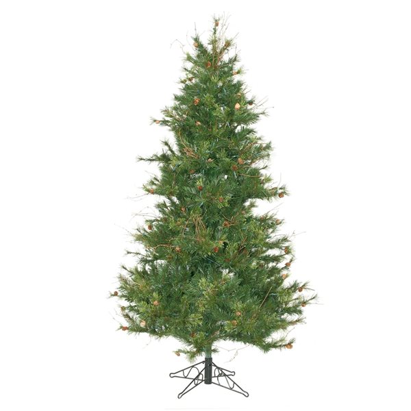 Vickerman 6.5-ft Leg Base Mixed Country Pine Slim Right Side Up Green Artificial Christmas Tree
