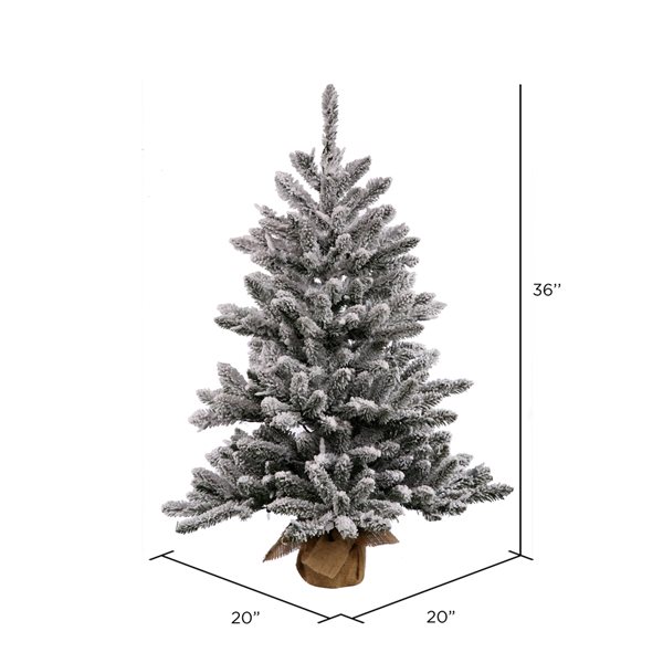 Vickerman 3-ft Burlap Base Pine Full Right Side Up Flocked White Artificial Christmas Tree