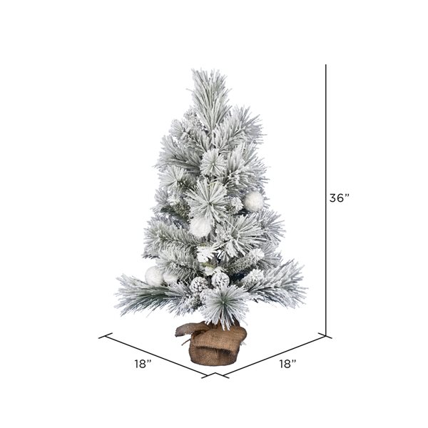 Vickerman 3-ft Burlap Base Pine Full Right Side Up Flocked Green Artificial Christmas Tree