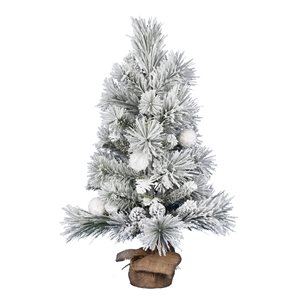 Vickerman 3-ft Burlap Base Pine Full Right Side Up Flocked Green Artificial Christmas Tree