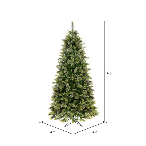 Vickerman 6.5-ft Cashmere Pine Slim Right Side Up Green Artificial Christmas Tree with Leg Base