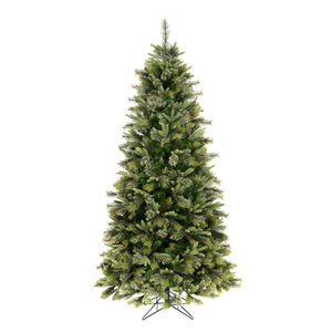 Vickerman 6.5-ft Cashmere Pine Slim Right Side Up Green Artificial Christmas Tree with Leg Base