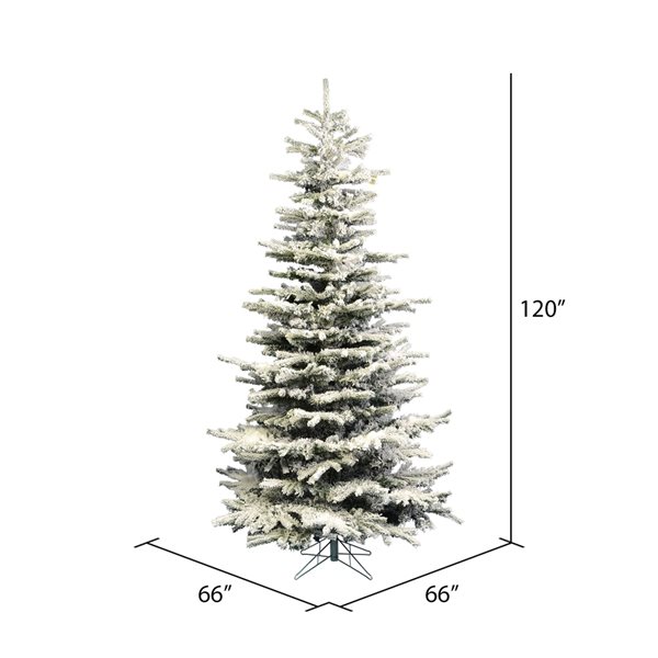 Vickerman 10-ft Leg Base Grand Fir Slim Right Side Up Flocked Green Artificial Christmas Tree