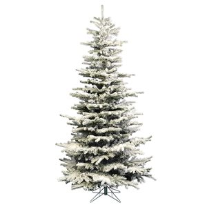 Vickerman 10-ft Leg Base Grand Fir Slim Right Side Up Flocked Green Artificial Christmas Tree