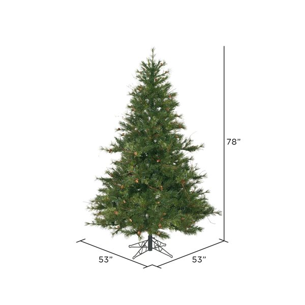 Vickerman 6.5-ft Full Mixed Country Pine Right Side Up Green Artificial Christmas Tree with Leg Base