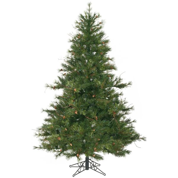 Vickerman 6.5-ft Full Mixed Country Pine Right Side Up Green Artificial Christmas Tree with Leg Base