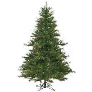 Vickerman 6.5-ft Full Mixed Country Pine Right Side Up Green Artificial Christmas Tree with Leg Base