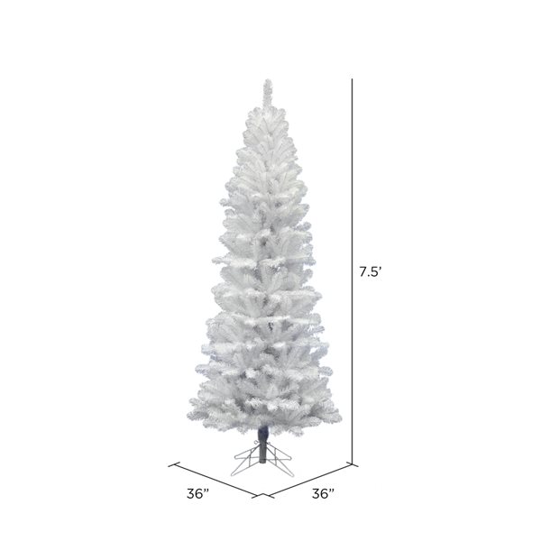 Vickerman 7.5-ft Leg Base Salem Pine Slim Right Side Up White Artificial Christmas Tree