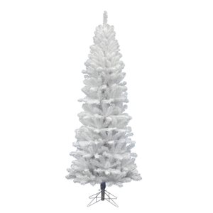 Vickerman 7.5-ft Leg Base Salem Pine Slim Right Side Up White Artificial Christmas Tree