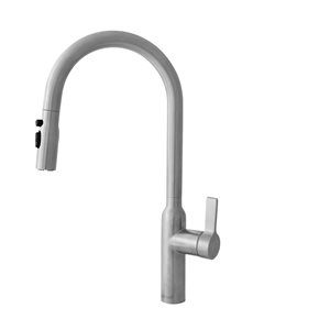 Stylish Brushed Stainless Steel 1-handle Deck Mount Pull-down Commercial/residential Kitchen Faucet