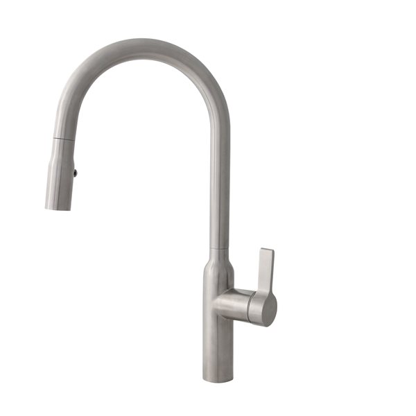 Image of Stylish | Brushed Stainless Steel 1-Handle Deck Mount Pull-Down Commercial/residential Kitchen Faucet | Rona