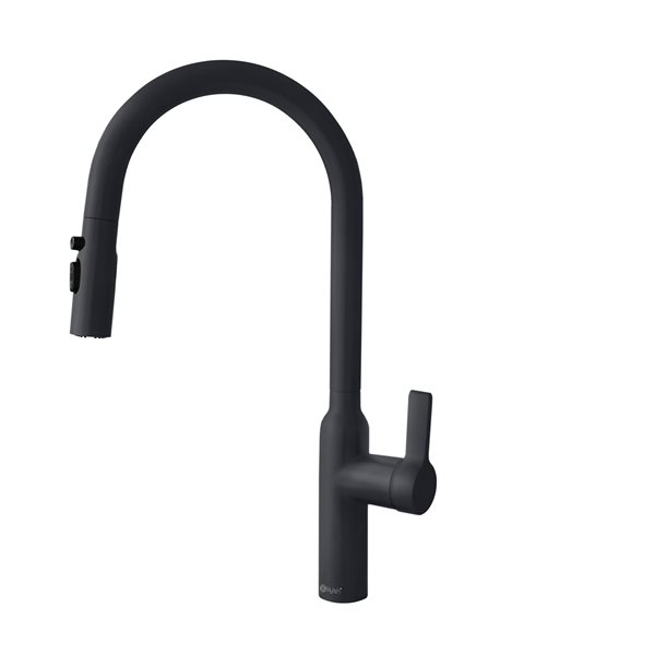 Stylish Matte Black 1-handle Deck Mount Pull-down Commercial/residential Kitchen Faucet