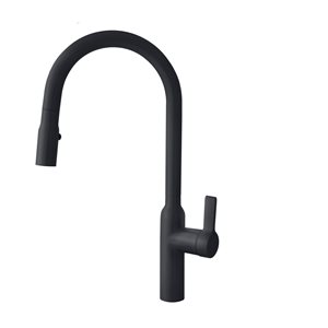 Stylish Matte Black 1-handle Deck Mount Pull-down Commercial/residential Kitchen Faucet