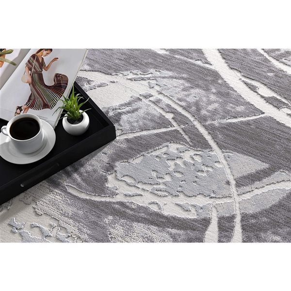 Rug Branch Contemporary Abstract  Grey Beige Indoor Area Rug - 5x7