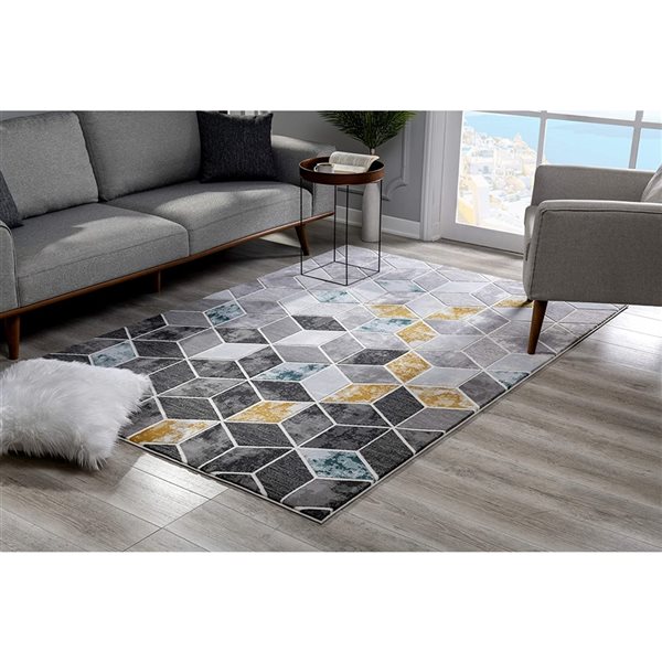 Rug Branch Contemporary Abstract Geometric Grey Yellow Indoor Area Rug - 5x7