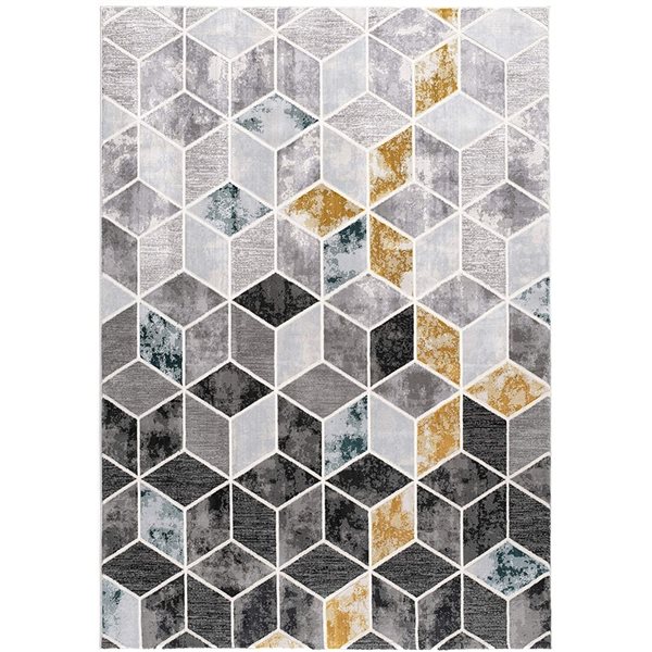 Rug Branch Contemporary Abstract Geometric Grey Yellow Indoor Area Rug - 5x7