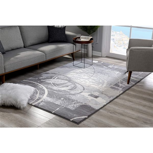 Rug Branch Tapis d'intérieur contemporain abstrait gris beige - 8 x 10