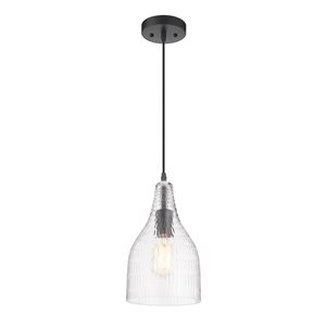 Fine Art Lighting Ltd. Matte Black Modern/Contemporary Textured Glass Bell LED Medium Pendant Light