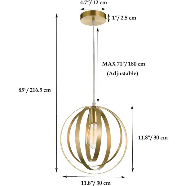 Fine Art Lighting Ltd. Gold Industrial Globe LED Medium Pendant Light
