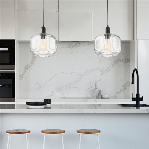 Fine Art Lighting Ltd. Matte Black Modern/Contemporary LED Ribbed Glass