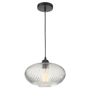 Fine Art Lighting Ltd. Matte Black Modern/Contemporary Ribbed Glass Globe LED Medium Pendant Light