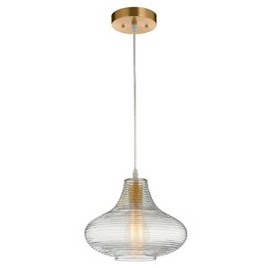 Fine Art Lighting Ltd. Gold Modern/Contemporary Ribbed Glass Teardrop LED Medium Pendant Light