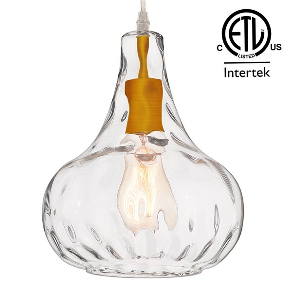 Fine Art Lighting Ltd. Gold Modern/Contemporary Textured Glass Teardrop LED Medium Pendant Light