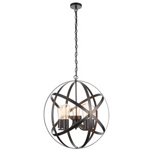 Fine Art Lighting Ltd. 5-Light Matte Black Industrial Globe Chandelier