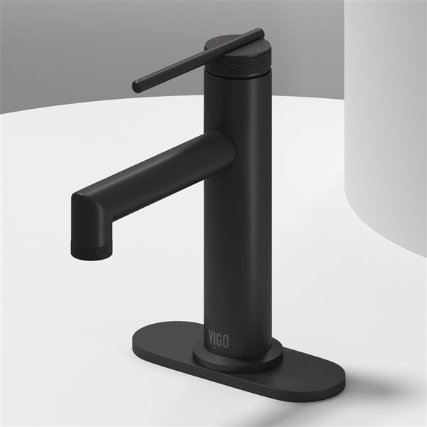 Vigo Sterling Matte Black 1 Handle Single Hole Watersense Labelled Bathroom Sink Faucet 