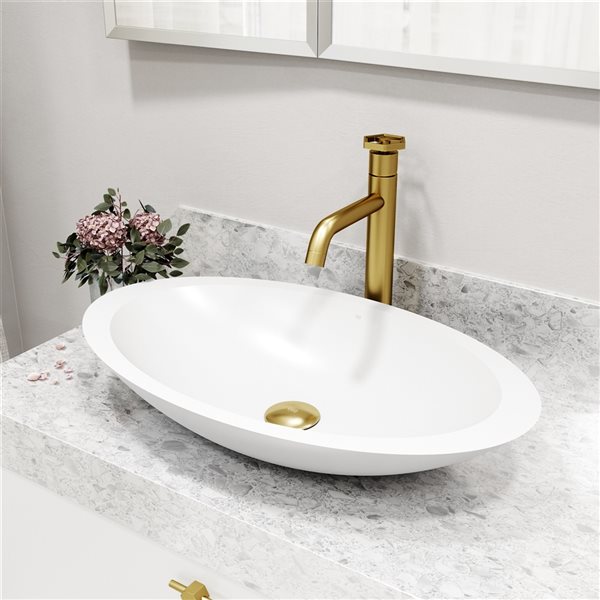 VIGO Ruxton Matte Brushed Gold 1-Handle Vessel WaterSense Labelled Bathroom Sink Faucet