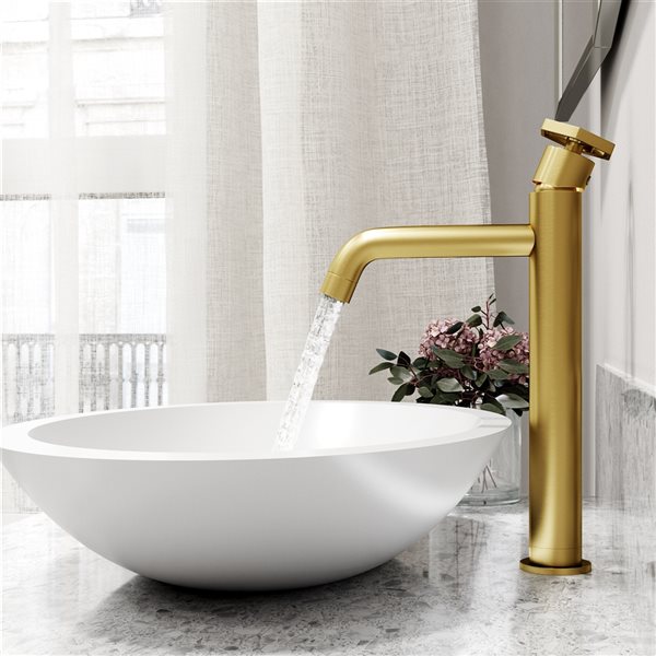 VIGO Ruxton Matte Brushed Gold 1-Handle Vessel WaterSense Labelled Bathroom Sink Faucet