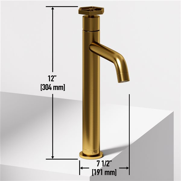 VIGO Ruxton Matte Brushed Gold 1-Handle Vessel WaterSense Labelled Bathroom Sink Faucet
