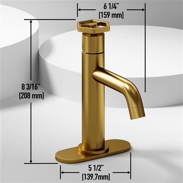 VIGO Ruxton Pinnacle Matte Brushed Gold 1-Handle Single Hole WaterSense ...