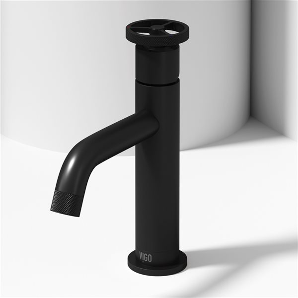 VIGO Cass Matte Black 1-Handle Single Hole WaterSense Labelled Bathroom Sink Faucet