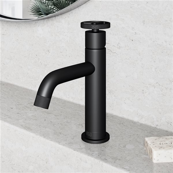 VIGO Cass Matte Black 1-Handle Single Hole WaterSense Labelled Bathroom Sink Faucet