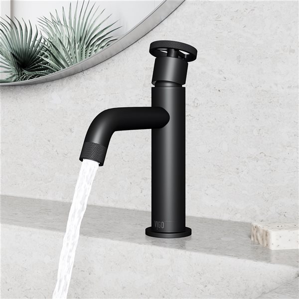 VIGO Cass Matte Black 1-Handle Single Hole WaterSense Labelled Bathroom Sink Faucet