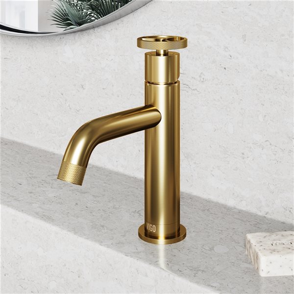 Vigo Cass Matte Brushed Gold 1 Handle Single Hole Watersense Labelled Bathroom Sink Faucet 5339