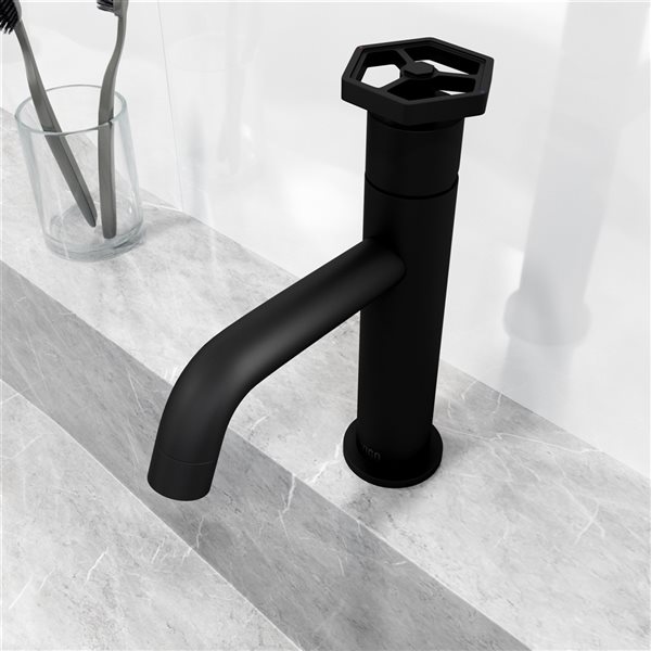 VIGO Ruxton Matte Black 1-Handle Single Hole WaterSense Labelled Bathroom Sink Faucet